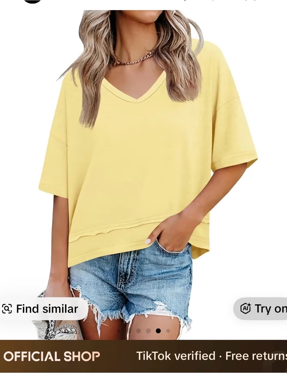 Light Yellow V-Neck Short Sleeve Top New w tags